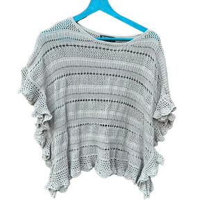 INC International Concepts Women Sweater Large Brown Poncho Open Knit